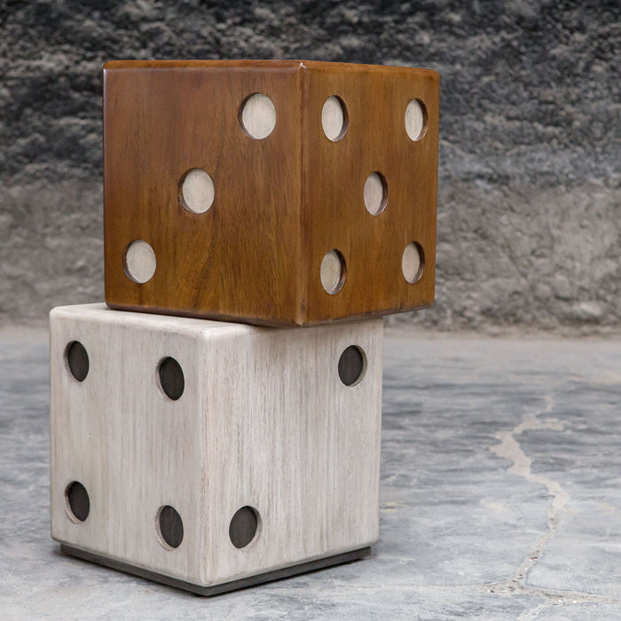 Roll - The Dice Accent Table - Light Brown & Pearl Silver