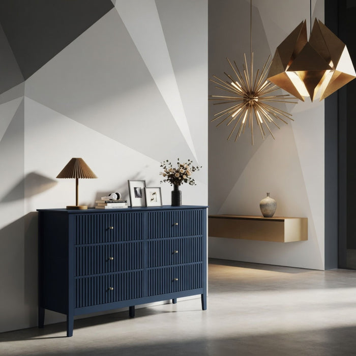 Modern 6 Drawer Fluted Dresser
