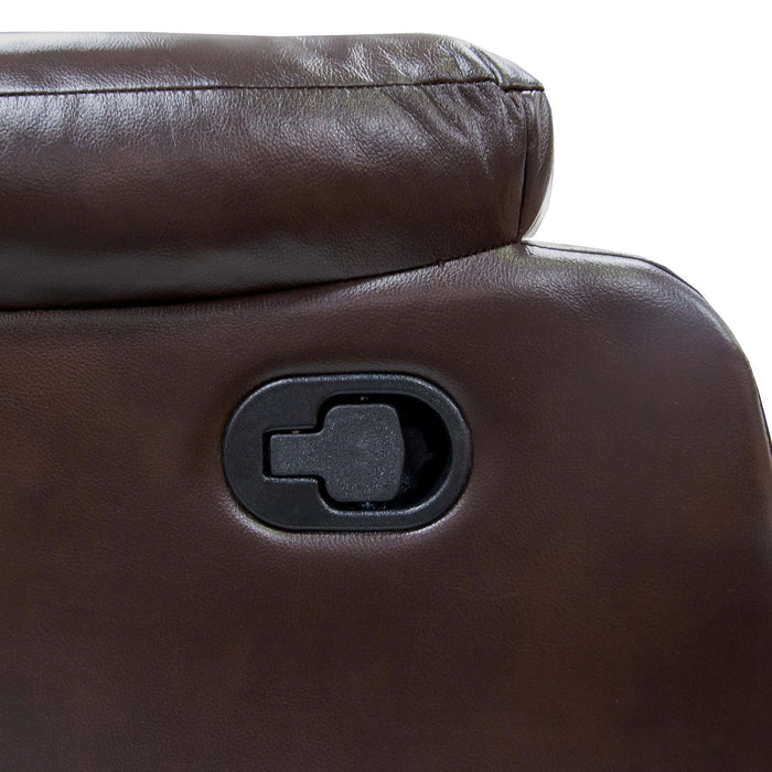 Leatherette Recliner With Pillow Arms And Headrest For Living Room - Brown