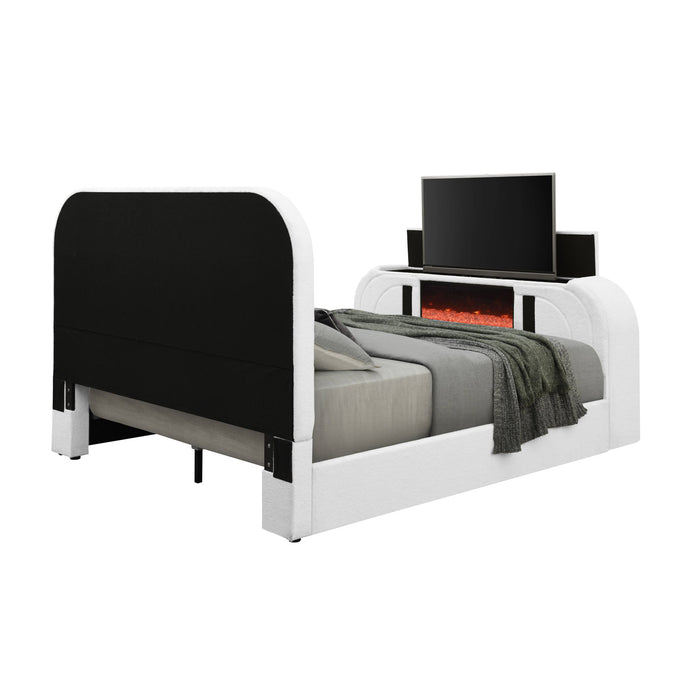 Shelyn - Bed With LED, TV Stand, Fireplace & Bluetooth