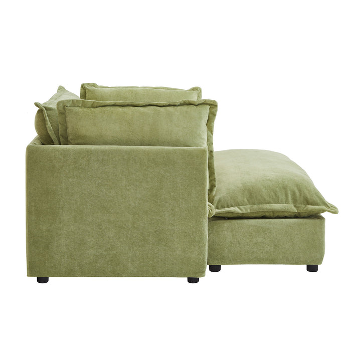 Modern Cozy Upholstered Armchair Sofa With Movable Ottoman
