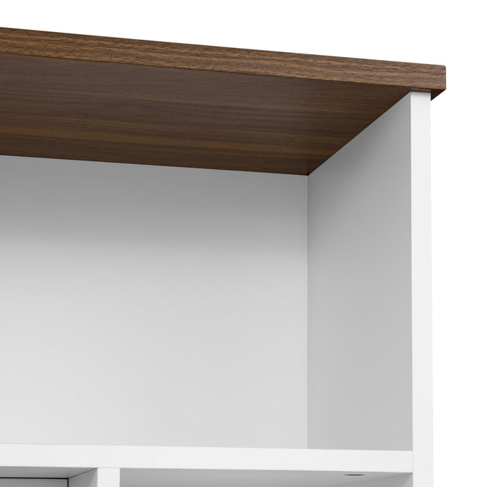 Wall Unit Entertainment Center With Bookshelves For TVs Up To 80", Tempered Glass Doors And Adjustable Shelves