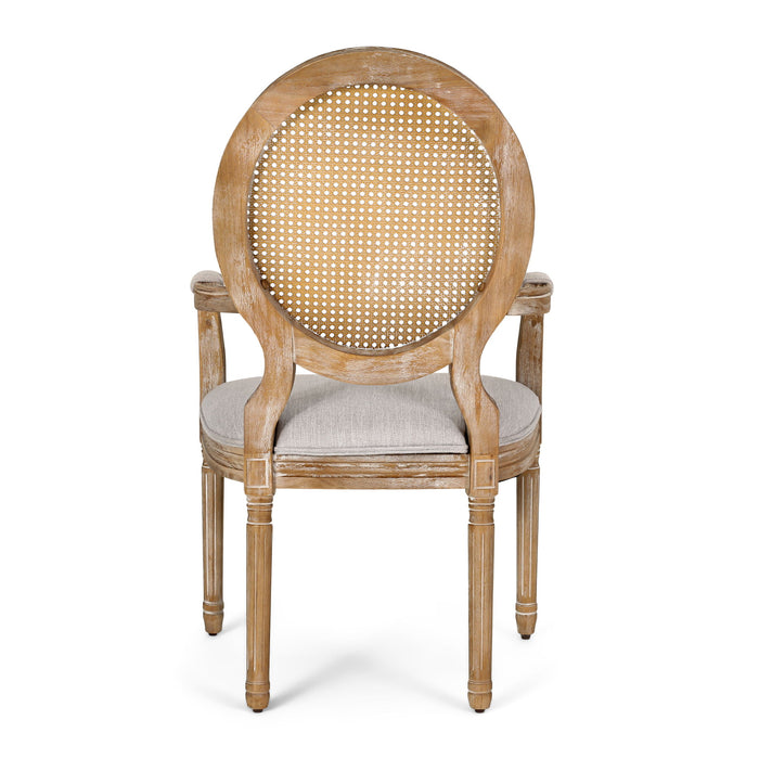 French Country Style Wood And Cane Upholstered Dining Chair Set