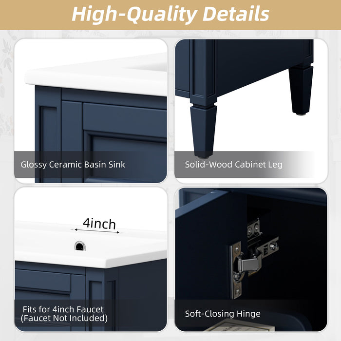 Modern Bathroom Vanity With Tip-Out Drawer And Soft-Close Hinges