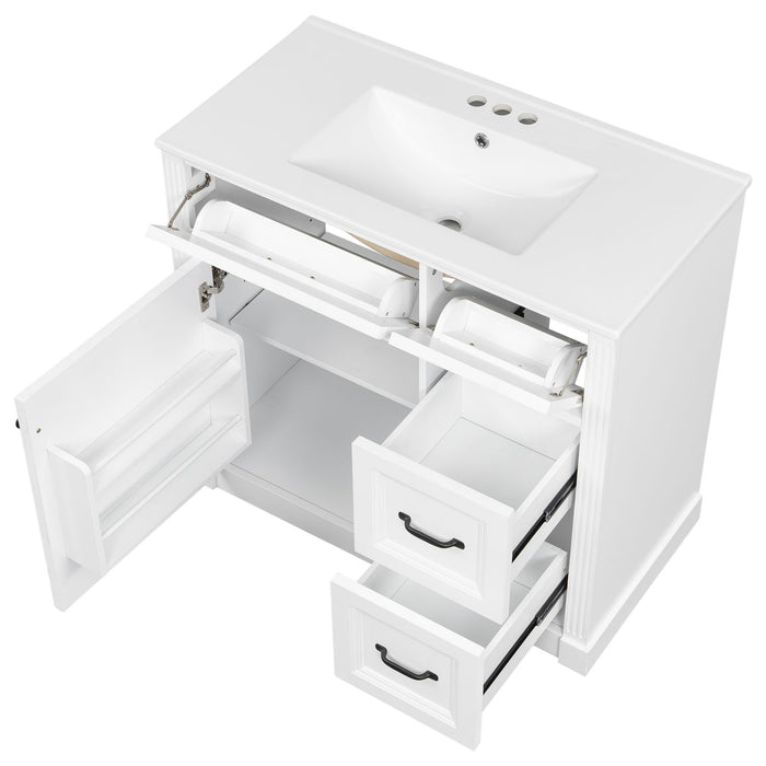 Modern Bathroom Vanity With Sink, 4 Drawers, Soft-Close Door, Adjustable Shelf