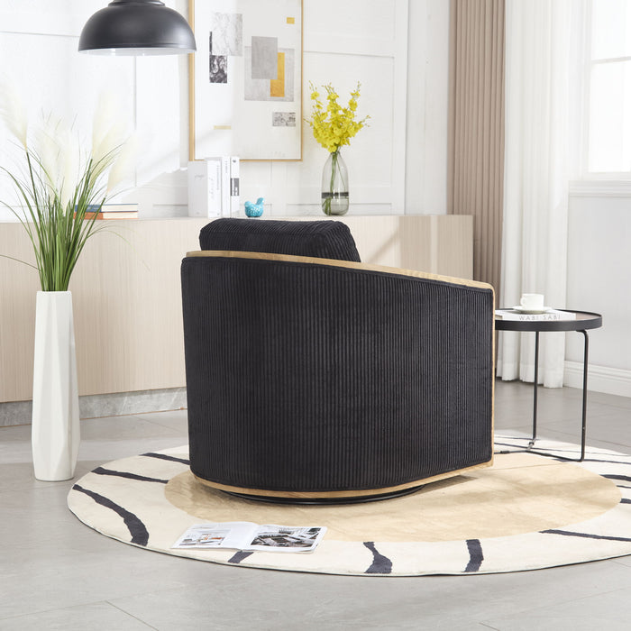 Corduroy Barrel Chair, 360 Degree Swivel