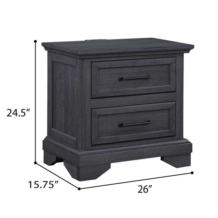 Colville - 2-Drawer Nightstand With USB Charging Port - Charcoal