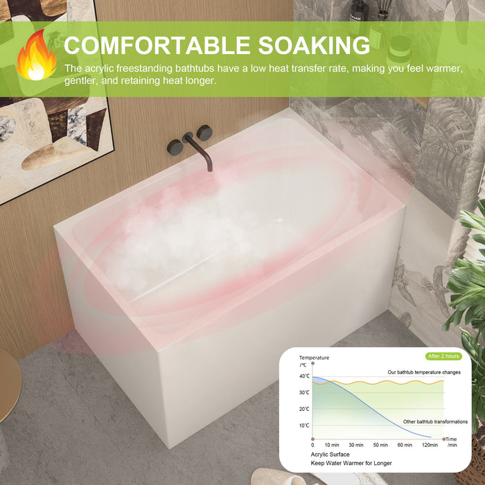 Freestanding Bathtub With Drain, Rectangular Shape