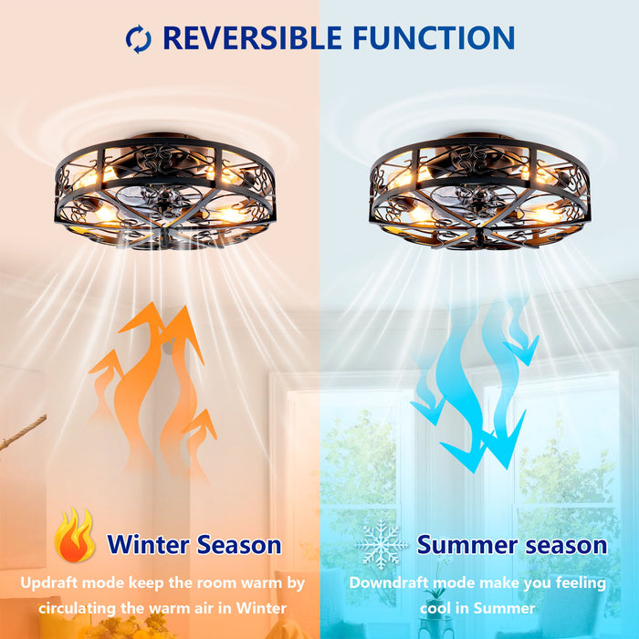 Mounting Type Ceiling Fan, Reversible Motor, DC Remote Control, 6 Speed Ceiling Fan - Matte Black