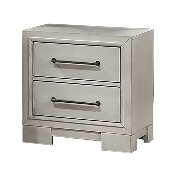 Nightstand With Square Legs And Sleek Handles - Antique White
