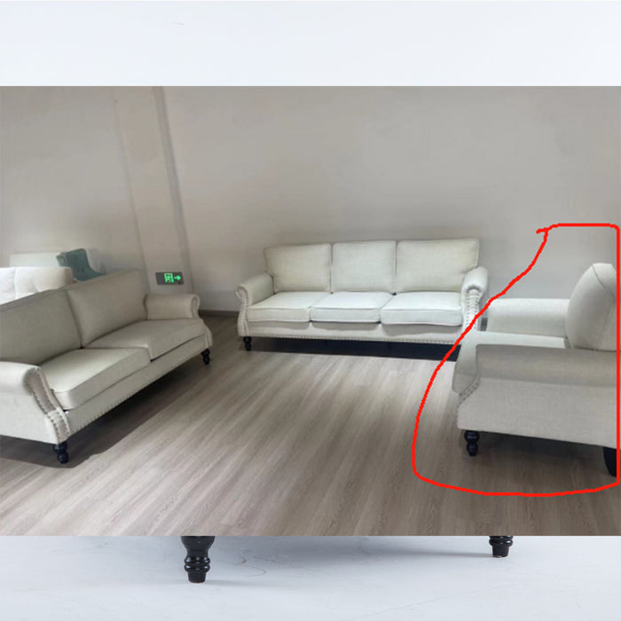 Rolled Arm Sofa With Nailhead Trim, 1 Seater Upholstered Couch With Wooden Legs