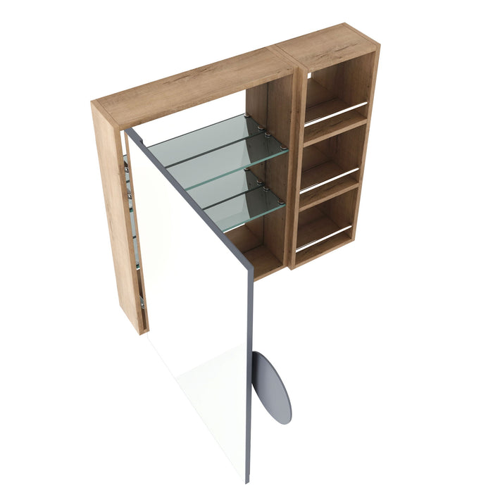 29.63" Wall Mounted Bathroom Cabinet With Adjustable Shelves - Imitative Oak