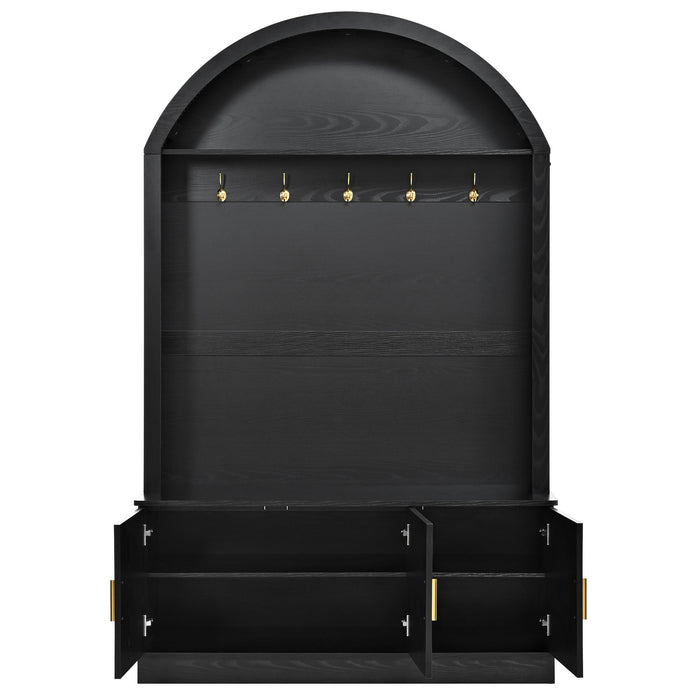 Arched Top Hall Tree With 5 Hooks