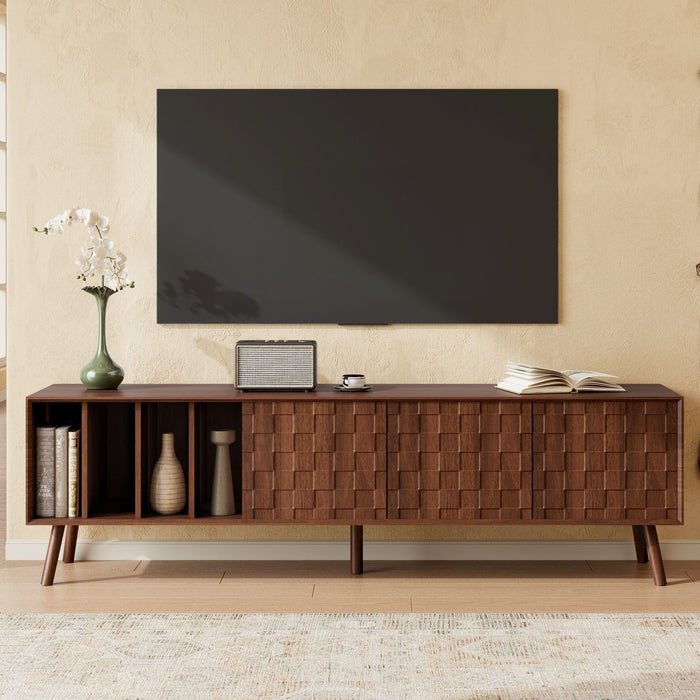TV Stand With 5 Legs, Media Console Table For Tvs Up To 75" - Walnut