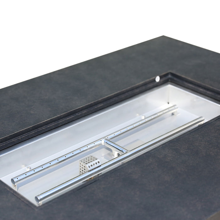 Aluminum Rectangle Fire Table With Fire Glass And Cover - Antique Bronze