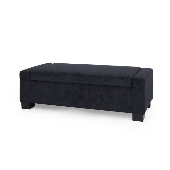 Textured Fabric Ottoman Bench With Hinged Lid