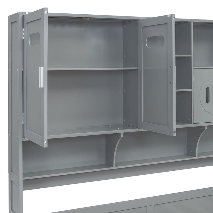 Daybed With All-In-One Cabinet And Shelf