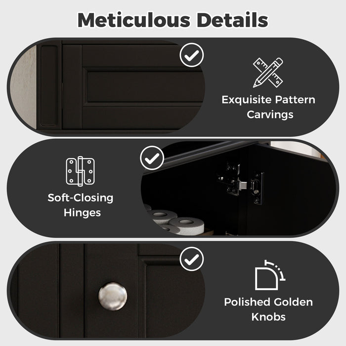 Modern Wall Mounted Floating Cabinet With Double Drawer And Sink