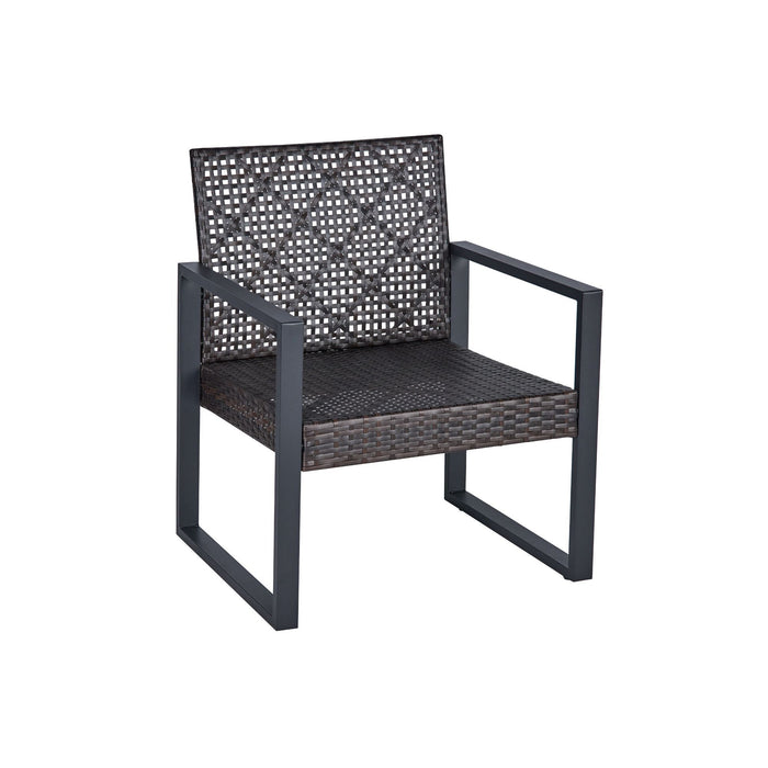 4 Piece Patio Furniture Set With Acacia Wood Table Top And Cushions