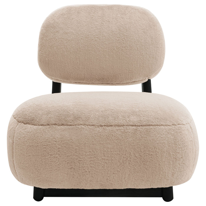 Phia - Upholstered Armless Chair With Oval Back - Camel