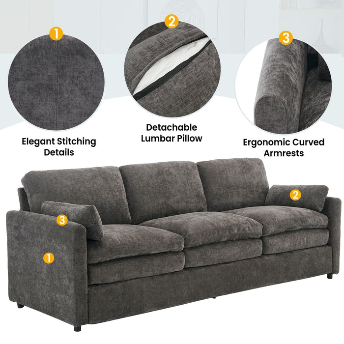 Cozy Upholstered 3 Seater Sofa With Double Cushion