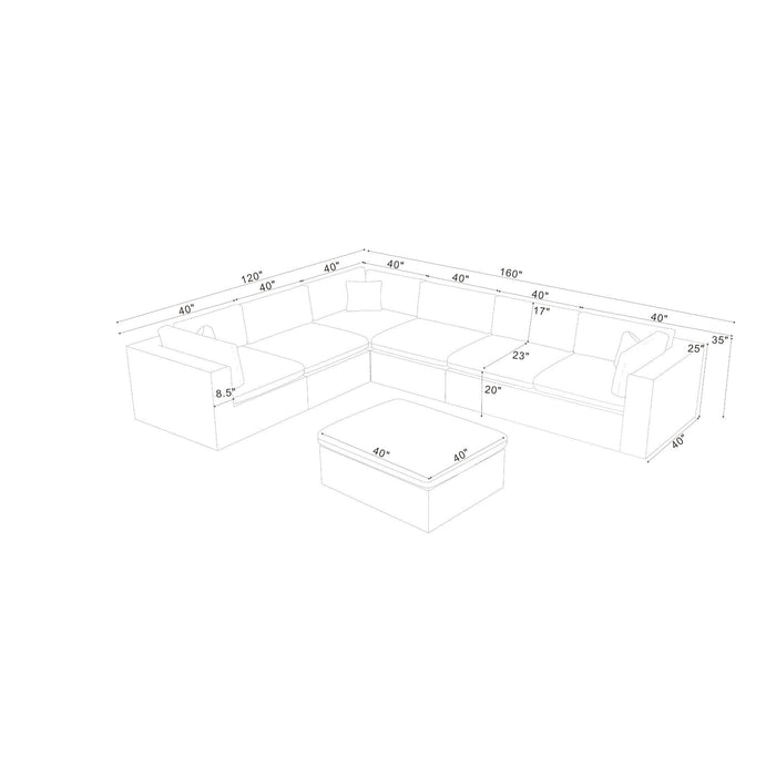 Custom Configuration Modular Sectional & Toss Pillows
