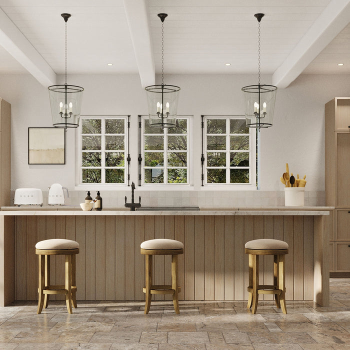 Backless Swivel Stool With Upholstered Seat