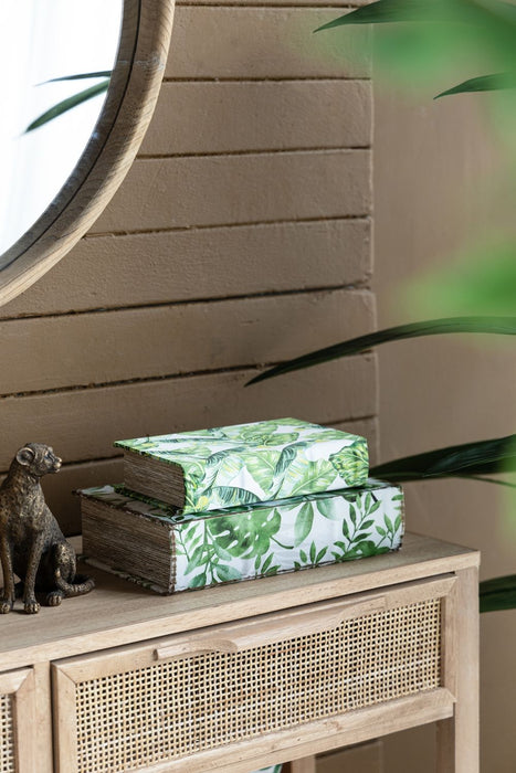 Botanical And Book Boxes (Set of 2) - White / Green