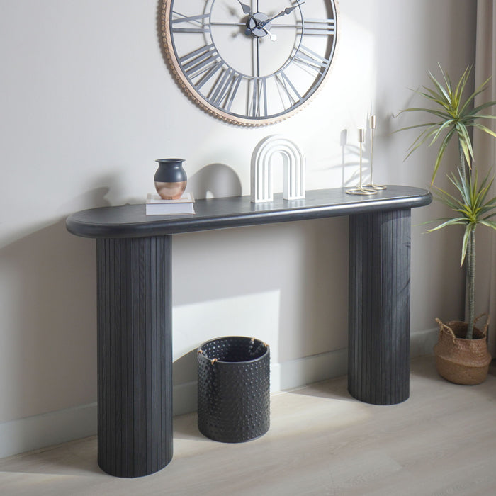 Fluted Cylinder Console Table - Black