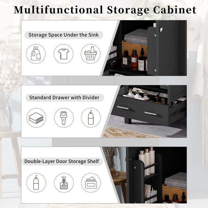 Bathroom Vanity With Integrated Undermount Ceramic Sink, 2 Doors And 1 Drawer, Soft Close Hinges