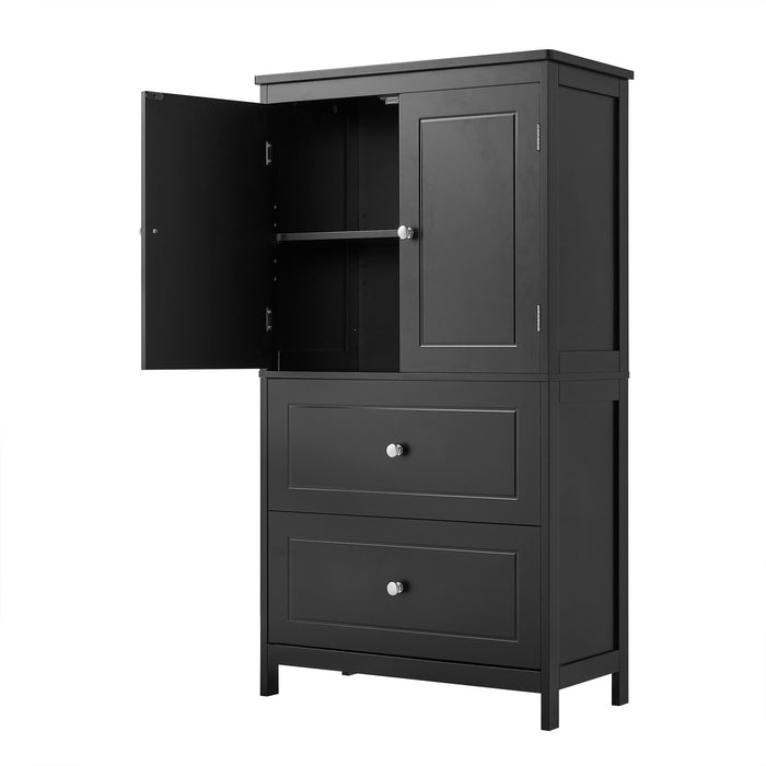 Bathroom Storage Cabinet With 2 Doors And Drawers, Adjustable Shelf