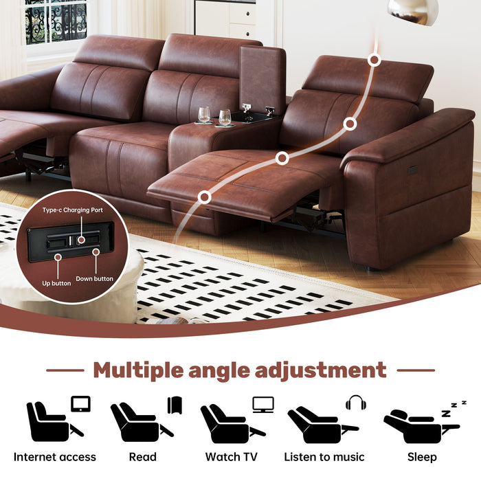 Modular Sofa With Recliners And Cup Holders Sectional Set