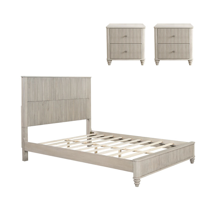 3 Piece Bedroom Set With Bed And 2 Nightstands