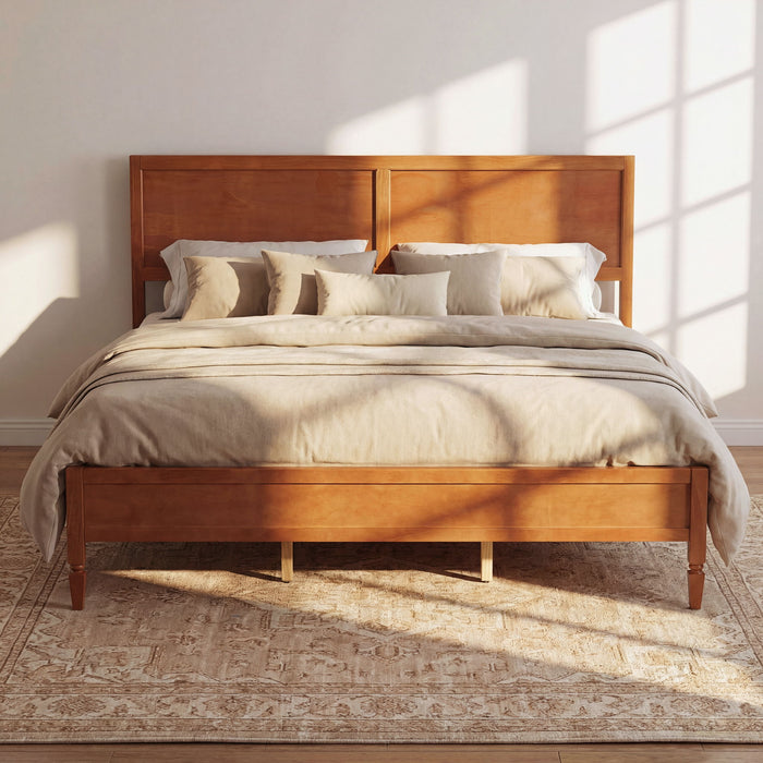 Classic Platform Bed Frame With Panel Headboard