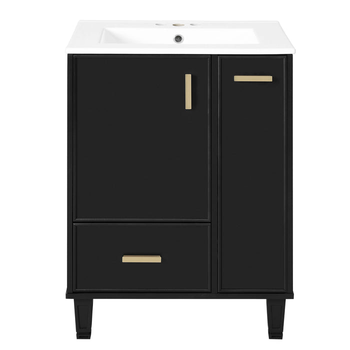 Bathroom Vanity With Sink, Deep Drawer And Pull Out Basket, Rectangular Design - Black