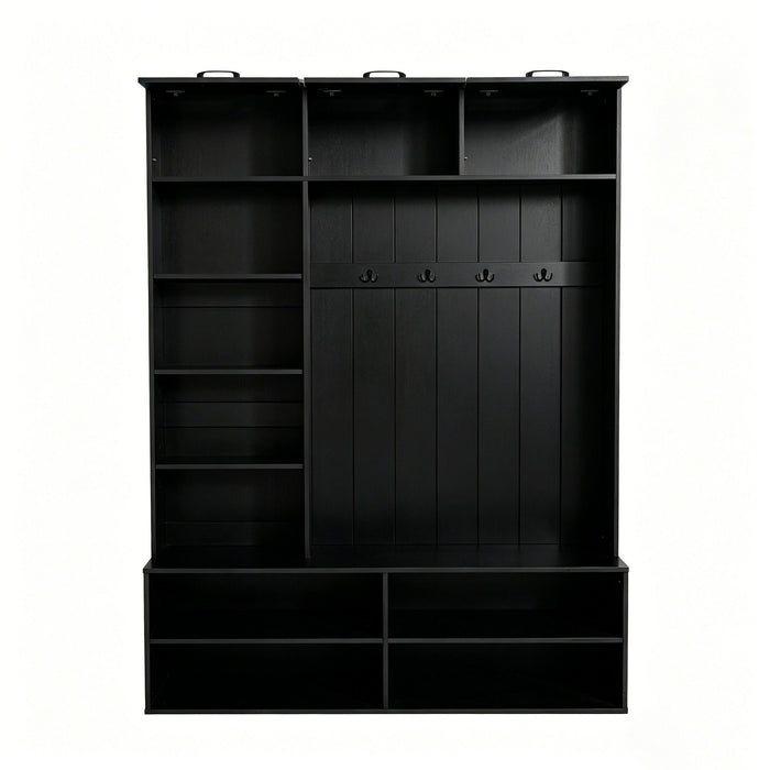 Farmhouse Hall Tree & Bench And Shoe Storage