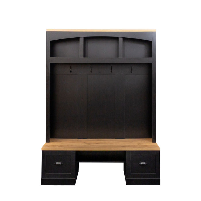 Farmhouse 4 In 1 Hall Tree With Wood Grain Bench And Top
