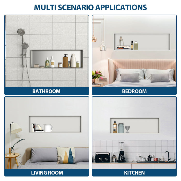 Stainless Steel Shower Niche With Seamless Design For Bathroom Storage