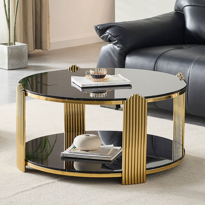 Round Table With Double Layer Storage