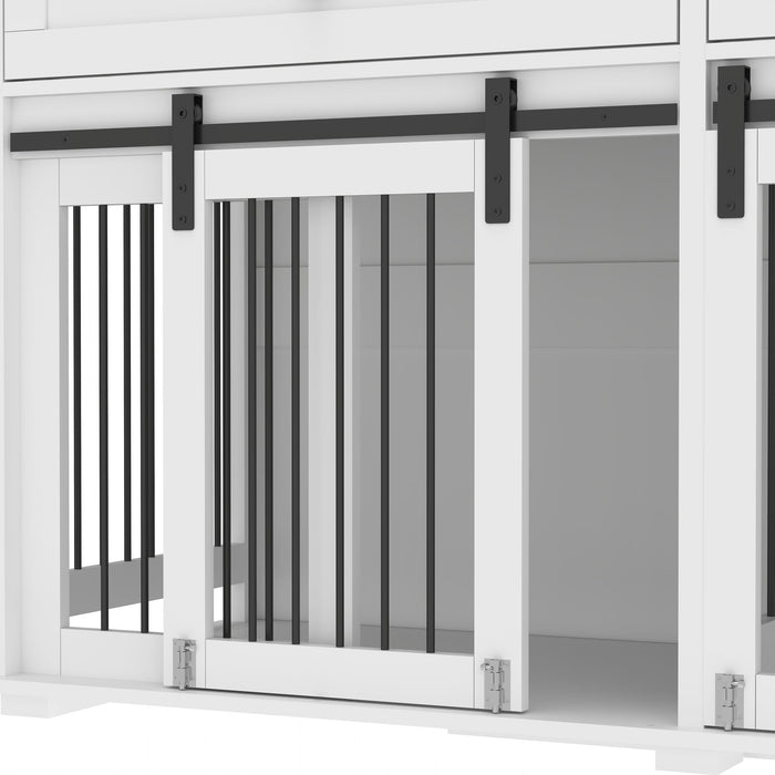 Large Dog Crate, Water Resistant Indoor Pets Furniture Double Dog Crates - Brown White