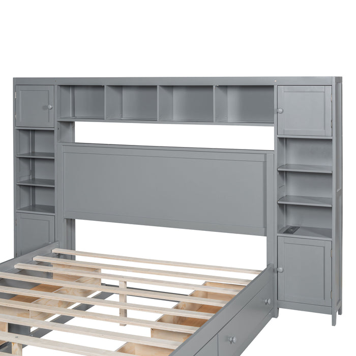 Bed With All In One Cabinet, Shelf And Sockets