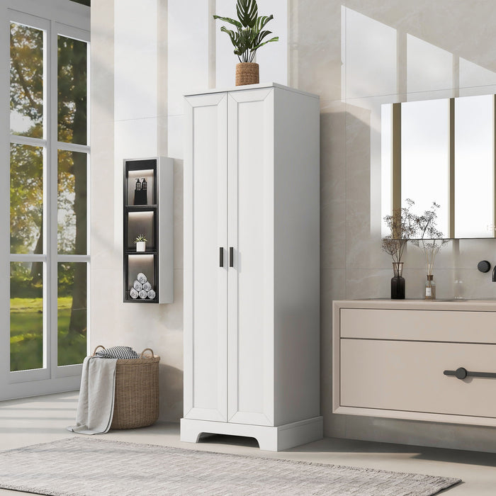 Storage Cabinet With Adjustable Shelves, 2 Doors, Rectangle Design For Bathroom