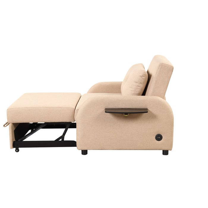 Versatile Pull Out Sofa Sleeper 3 In 1 With Wing Table & USB Charge, Compact Design