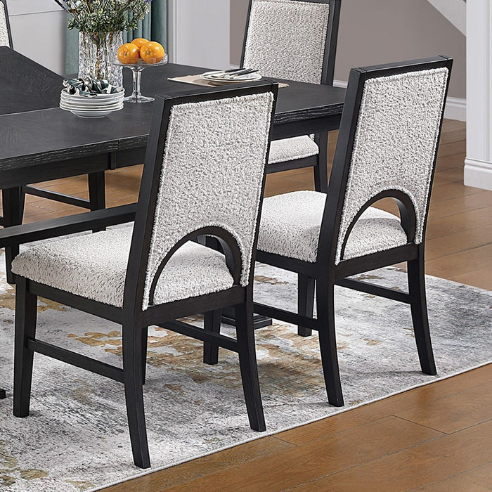 5 Piece Round Dining Set With Upholstered Chairs - Black / White