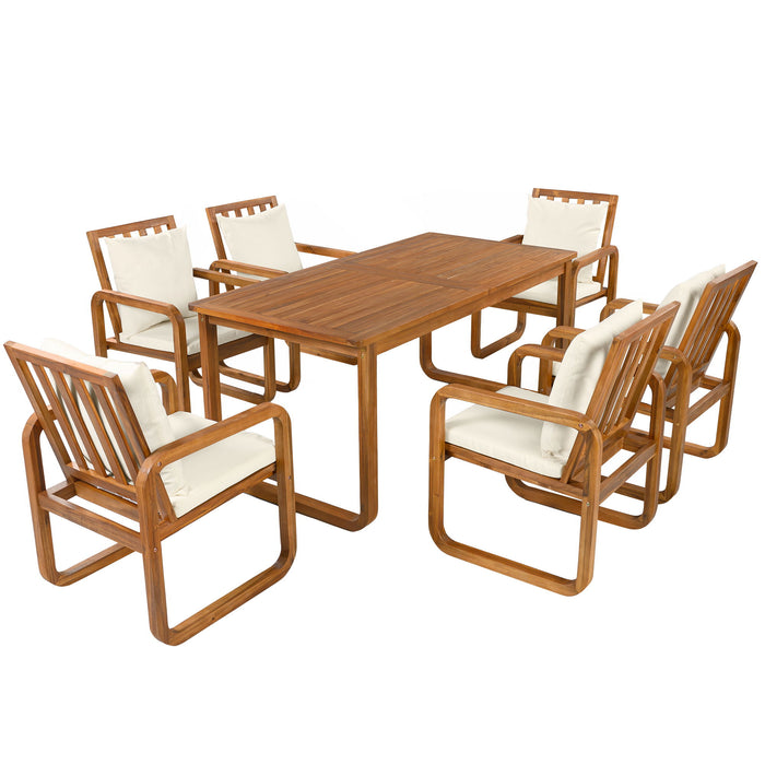 7 Piece Outdoor Patio Dining Set With Removable Cushions