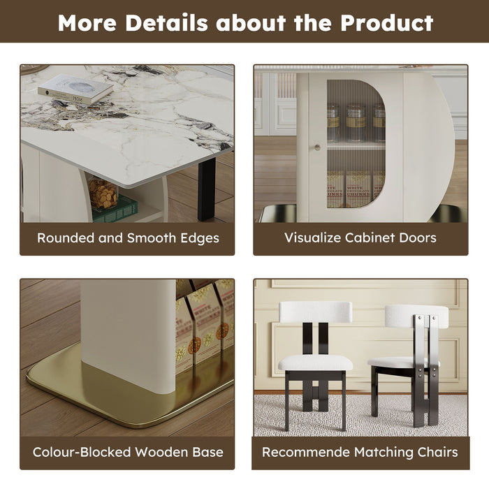 Modern Dining Table Set With Storage, Includes Chairs