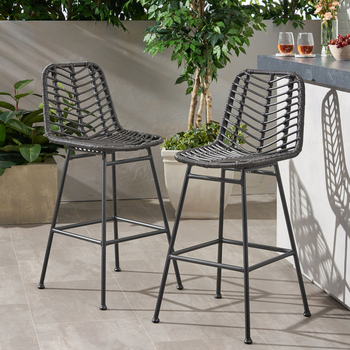 Sawtelle - Outdoor Wicker Barstools (Set of 2)