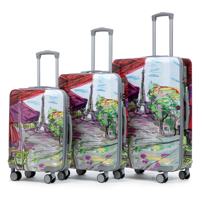 3 Piece Spinner Luggage Set 20" / 24" / 28" With Combination Lock And Silent Wheels - Coffee