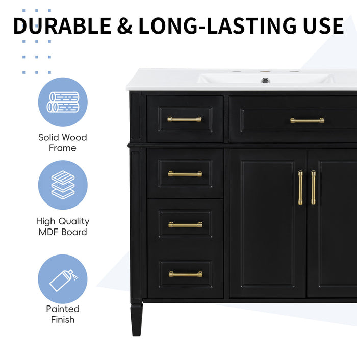 Bathroom Vanity With Sink, 4 Drawers, 2 Doors