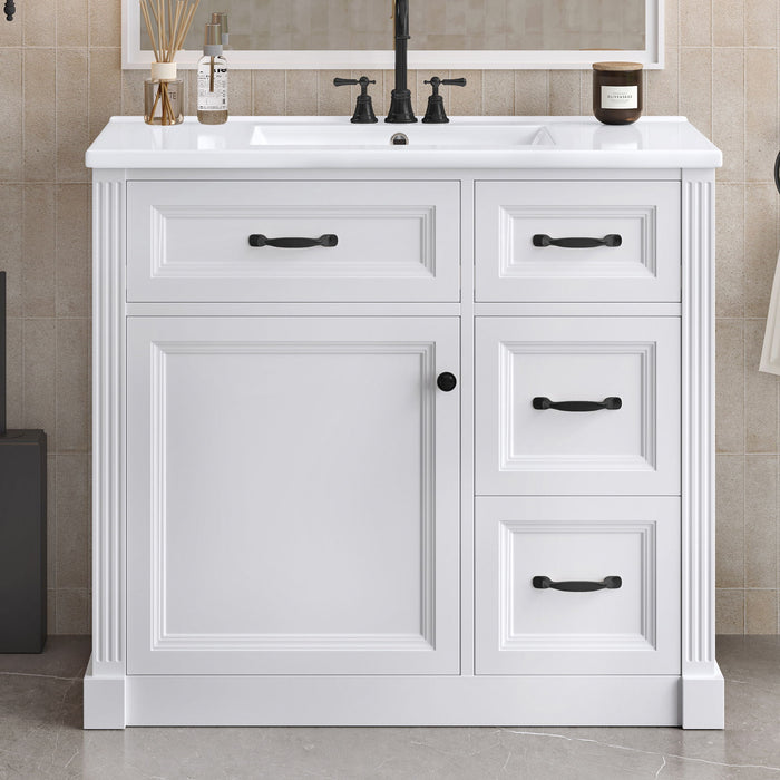 Modern Bathroom Vanity With Sink, 4 Drawers, Soft-Close Door, Adjustable Shelf